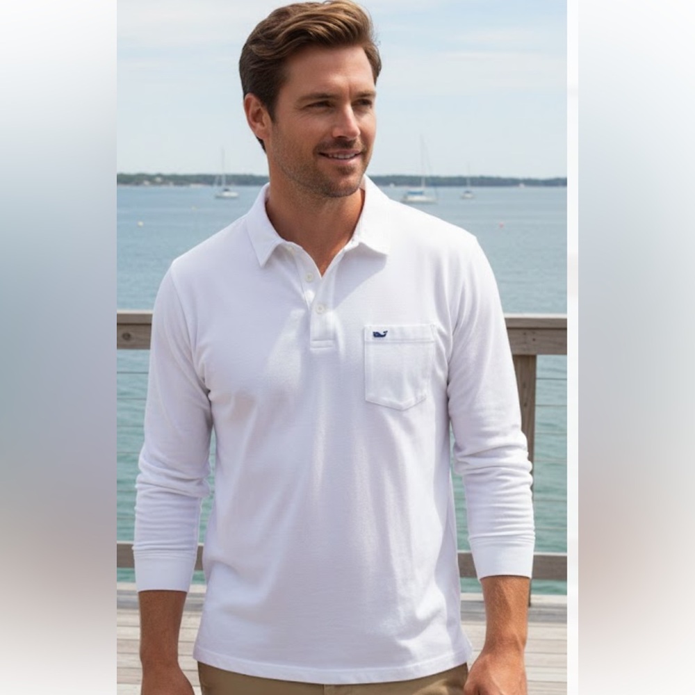 Vineyard Vines White Long Sleeve Polo Shirt